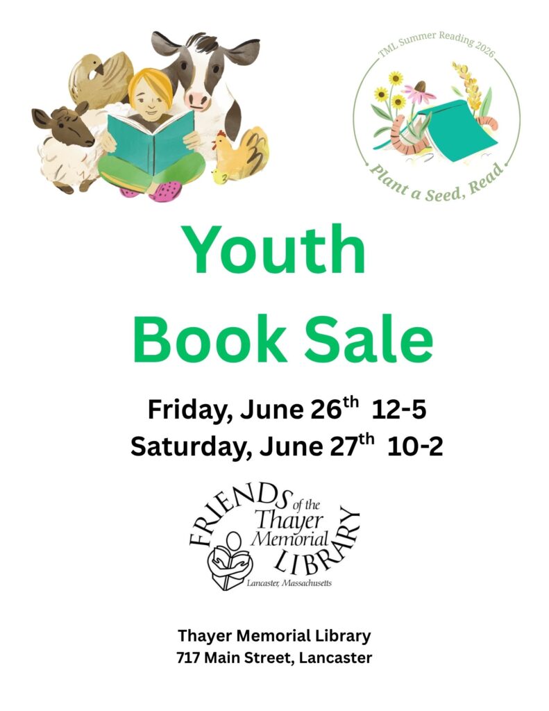 Youth Book Sale June 26-27, 2026. 12-5 on Fri, 10-2 on Sat.